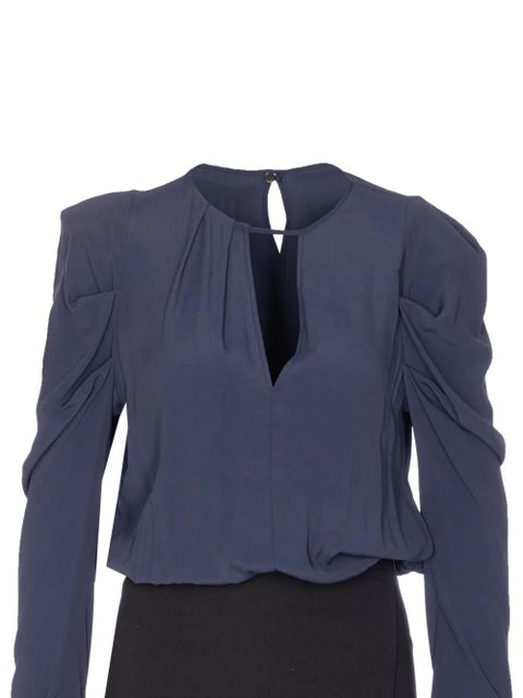 PINKO puff-sleeve button-detail midi dress - Blue