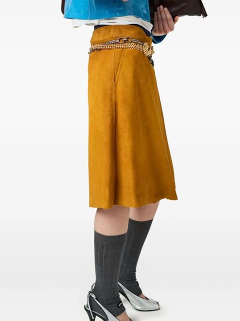 Miu Miu suede midi skirt - Brown