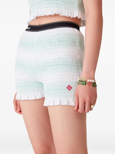 Casablanca striped ruffled-trim track shorts - White