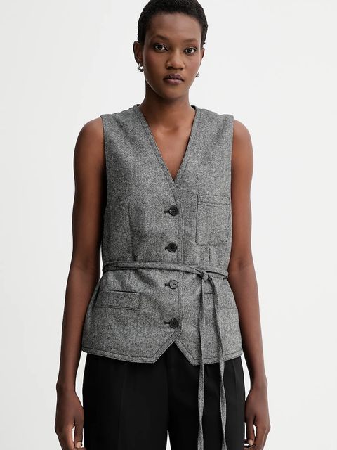 Marc O'Polo kamizelka z dodatkiem wełny kolor szary jednorzędowa 509015881019 - zdjęcie produktu nr 1