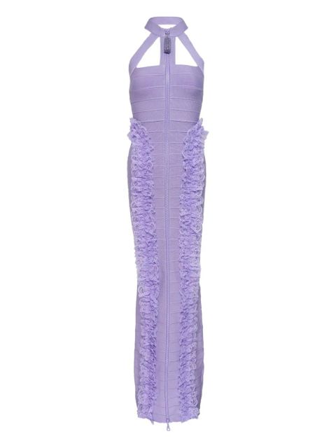 Self-Portrait ruffled halterneck maxi dress - Purple - zdjęcie produktu nr 1