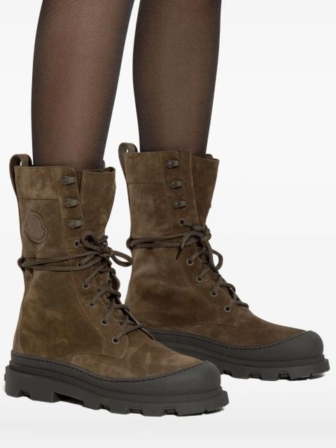 Moncler lace-up suede boots - Green