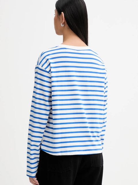 Marc O'Polo longsleeve bawełniany kolor niebieski cold shoulder 5000007507 - zdjęcie produktu nr 2