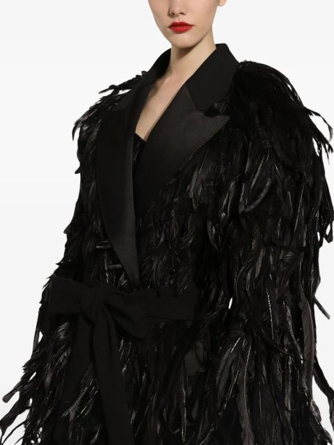 Dolce & Gabbana feather-embellished coat - Black