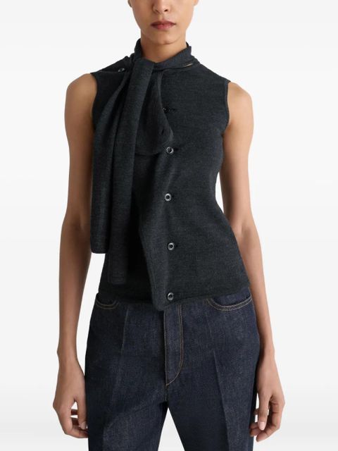 LEMAIRE tie-neck knitted vest - Black