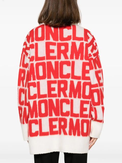 Moncler logo-jacquard wool jumper - White
