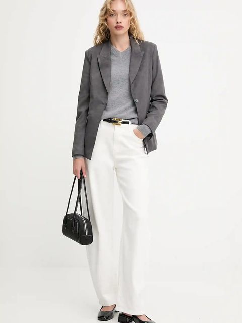 Answear.LAB marynarka kolor szary jednorzędowa gładka