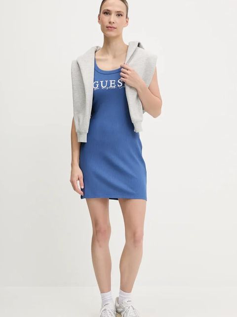 Guess sukienka SUNFLOWER kolor niebieski mini dopasowana V5GK06 K8RT2