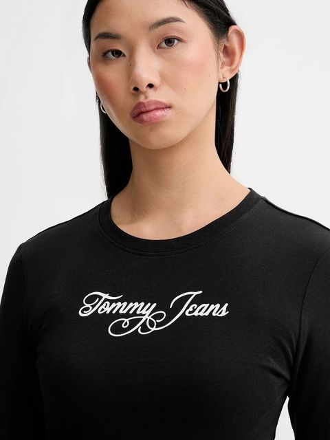 Tommy Jeans longsleeve bawełniany kolor czarny DW0DW21844 - zdjęcie produktu nr 2