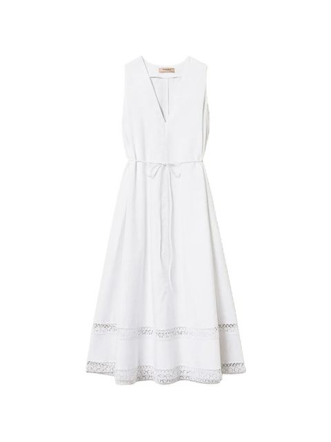 TWINSET lace-trimmed V-neck midi dress - White - zdjęcie produktu nr 1