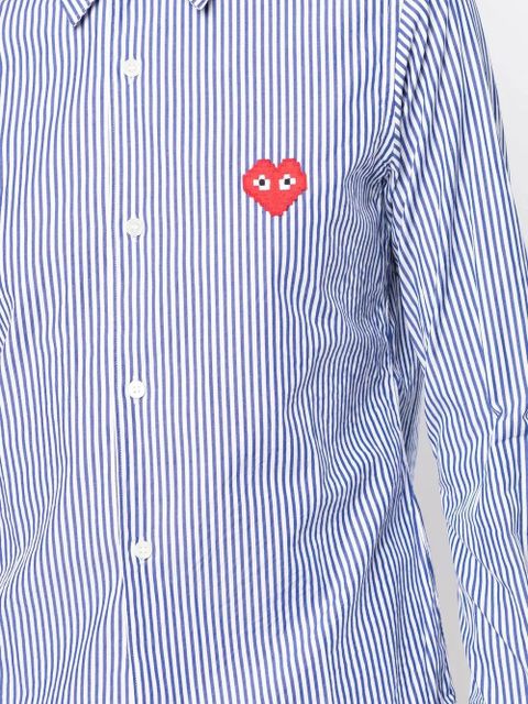 Comme Des Garçons logo-patch striped shirt - Blue
