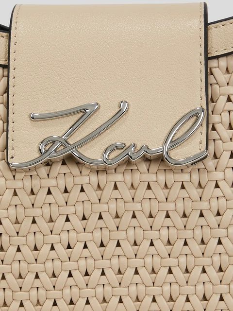 Karl Lagerfeld torebka skórzana K/SIGNATURE kolor beżowy A3W30048