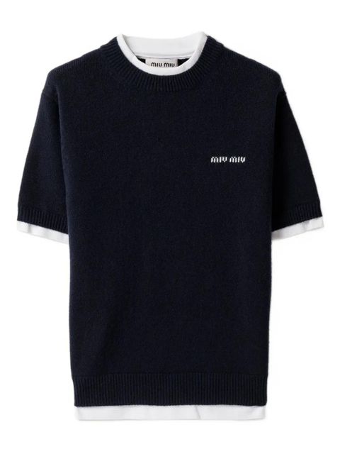 Miu Miu short-sleeve crew-neck T-shirt - Blue - zdjęcie produktu nr 1