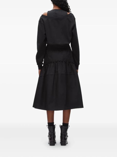 3.1 Phillip Lim tiered cold-shoulder midi dress - Black
