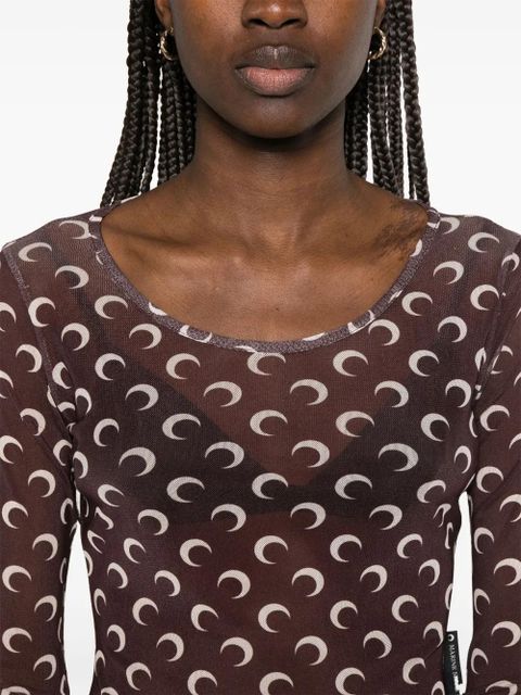 Marine Serre moon-print T-shirt - Brown