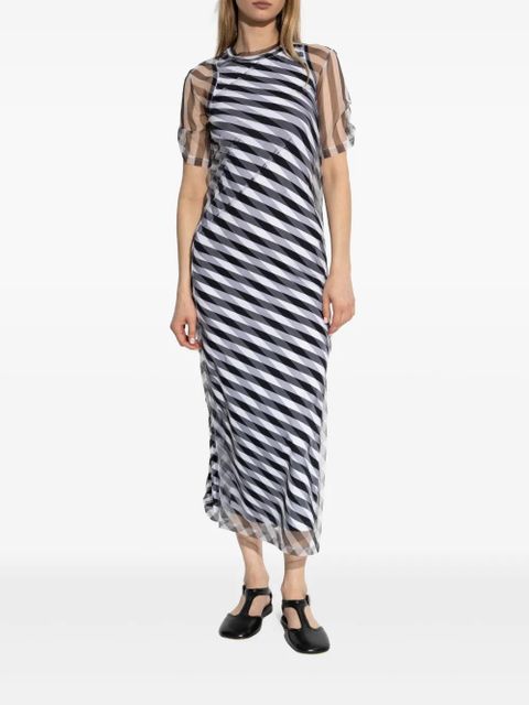 Sportmax Pausa striped mesh midi dress - Black - zdjęcie produktu nr 2