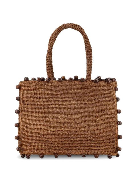 MC2 Saint Barth raffia beaded-trim beach bag - Brown - zdjęcie produktu nr 2