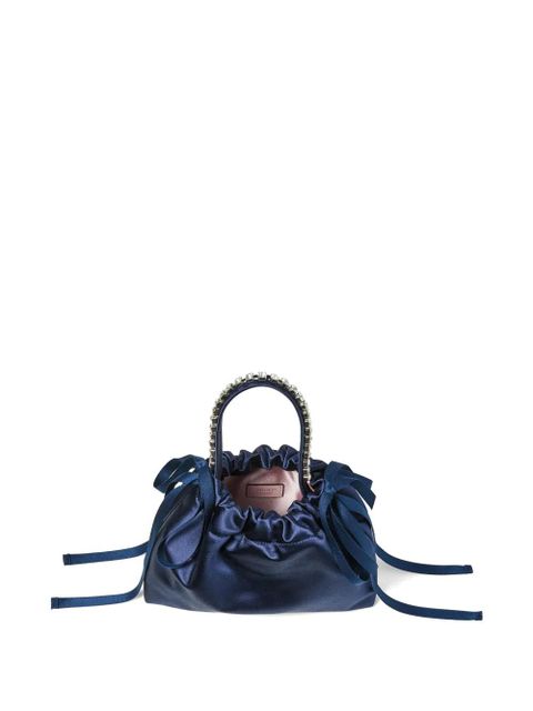 Jimmy Choo mini crystal drawstring top-handle shoulder bag - Blue