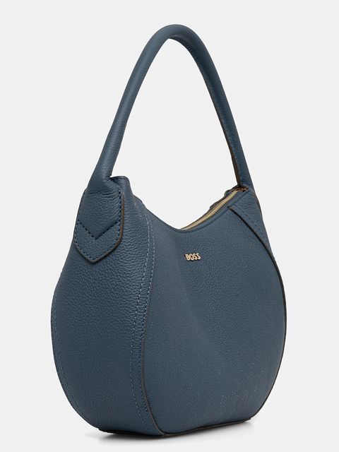 BOSS torebka skórzana kolor niebieski 50547946