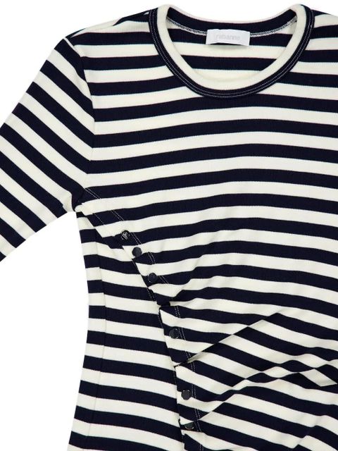 Rabanne striped button-detail top - White