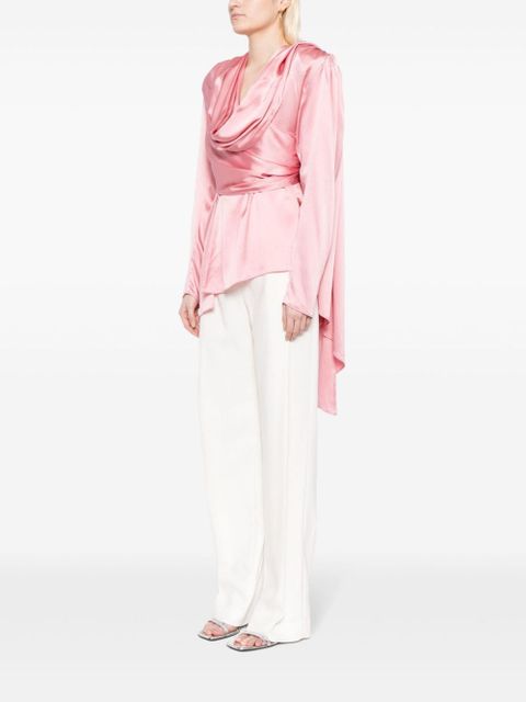 Magda Butrym long-sleeve draped silk blouse - Pink