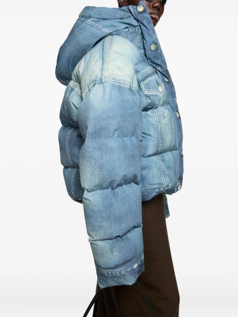 Acne Studios denim puffer hooded jacket - Blue