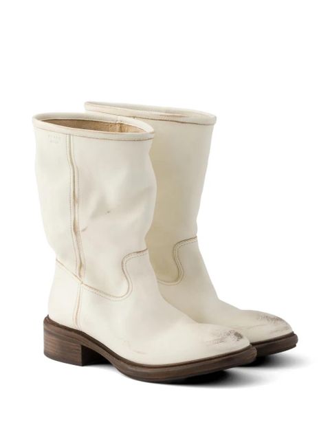 Prada vintage-effect leather boots - Neutrals - zdjęcie produktu nr 2