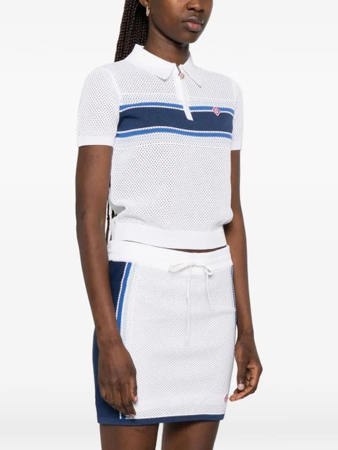 Casablanca striped zip polo shirt - White