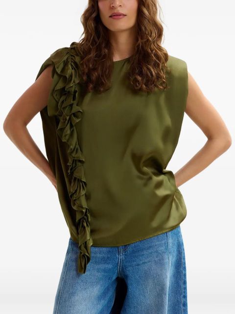Essentiel Antwerp ruffled sleeveless blouse - Green