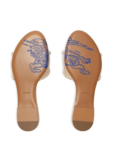 Burberry leather Knight stamp slides - Neutrals