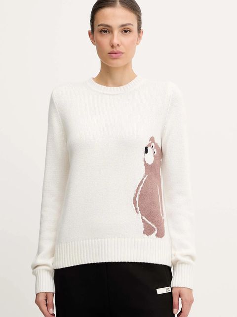 EA7 Emporio Armani sweter z dodatkiem wełny damski kolor beżowy AF17652.7W000699 - zdjęcie produktu nr 1