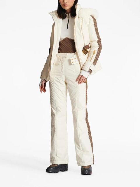 Balmain monogram-stripes ski trousers - White