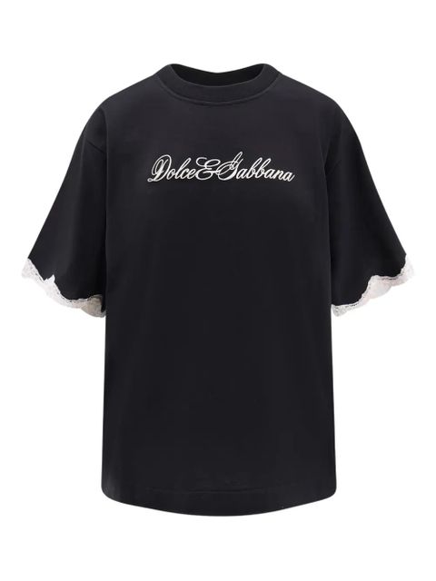 Dolce & Gabbana jersey T-shirt with embroidery - Black - zdjęcie produktu nr 1