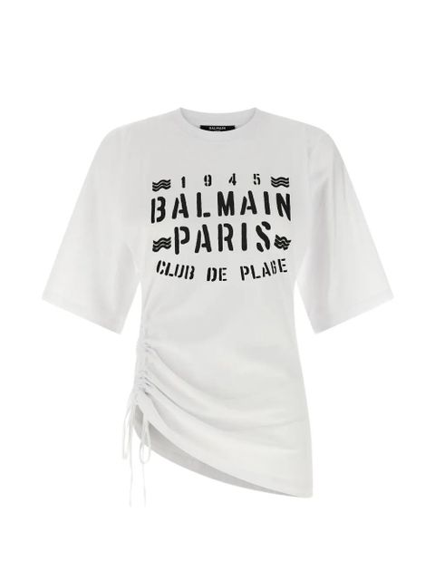 Balmain drawstring print-detail T-shirt - White - zdjęcie produktu nr 1