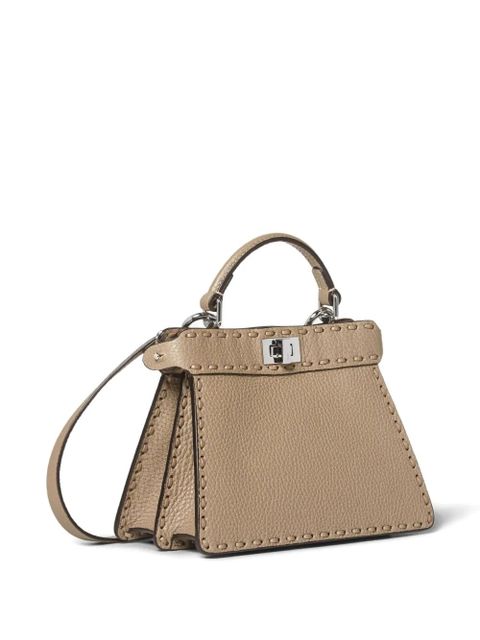 FENDI Peekaboo stitched top handle shoulder bag - Neutrals