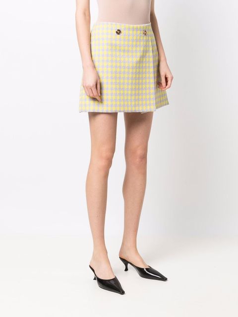 Versace Medusa check-pattern wool skirt - Yellow - zdjęcie produktu nr 2