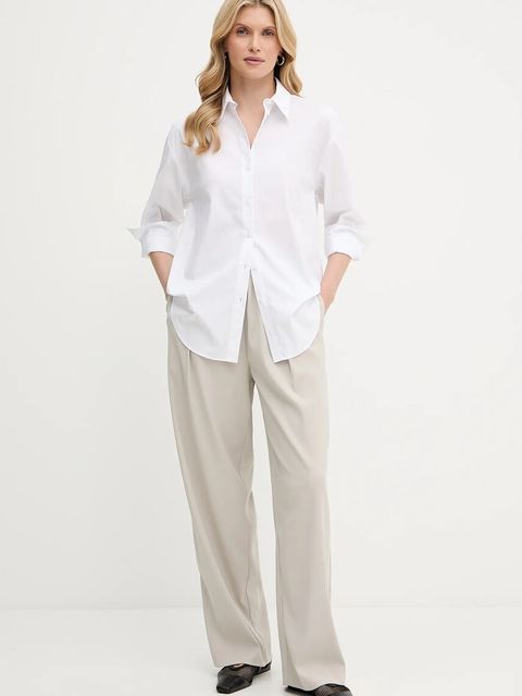 Calvin Klein koszula damska kolor biały relaxed z kołnierzykiem klasycznym LV044B160G - zdjęcie produktu nr 2