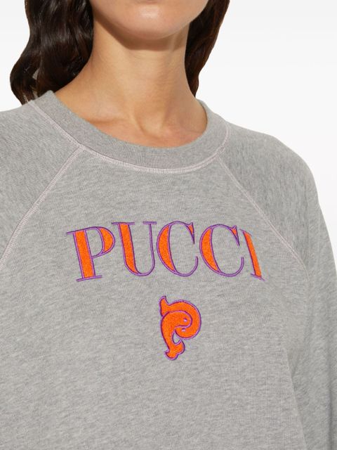 PUCCI logo-embroidered cotton sweatshirt - Grey