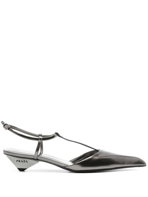 Prada 35mm metallic-finish pumps - Grey - zdjęcie produktu nr 1