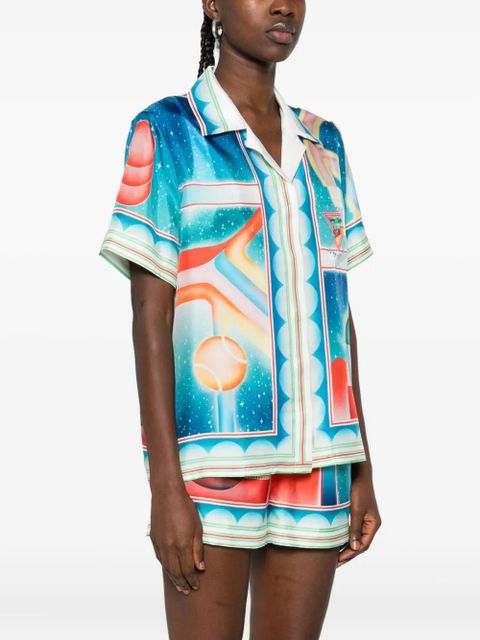 Casablanca printed silk shirt - Blue - zdjęcie produktu nr 2