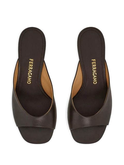Ferragamo open-toe leather mules - Brown