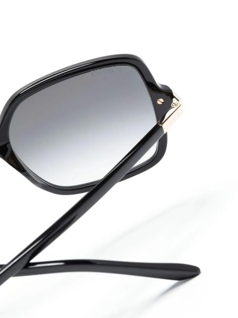 Gucci Eyewear logo-engraved oversize-frame sunglasses - Black