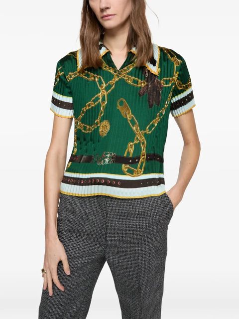 Acne Studios chain-print collared polo top - Green - zdjęcie produktu nr 1