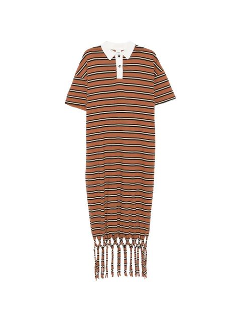 Nanushka Farid fringed striped midi dress - Brown - zdjęcie produktu nr 1