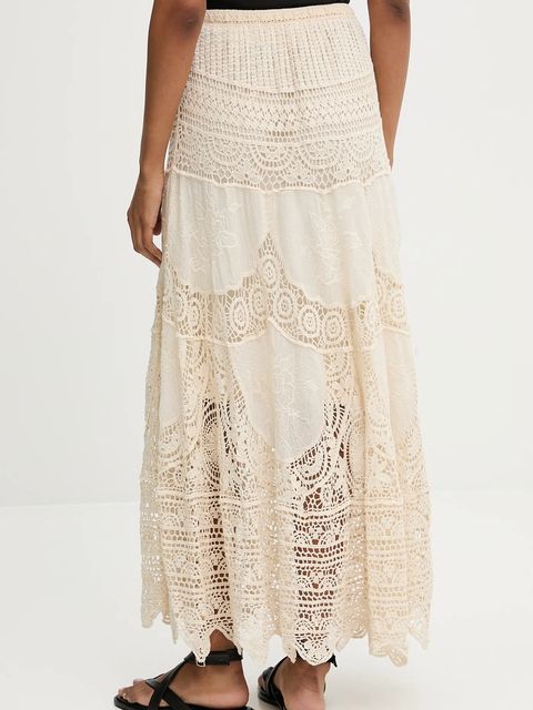 Answear.LAB spódnica kolor beżowy maxi rozkloszowana