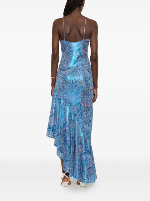 ETRO paisley ruffled midi dress - Blue
