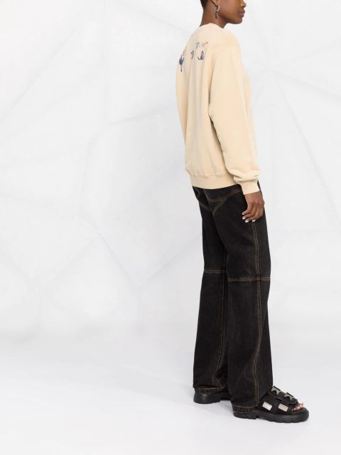 Off-White Draining Man logo-embroidered cotton sweatshirt - Neutrals