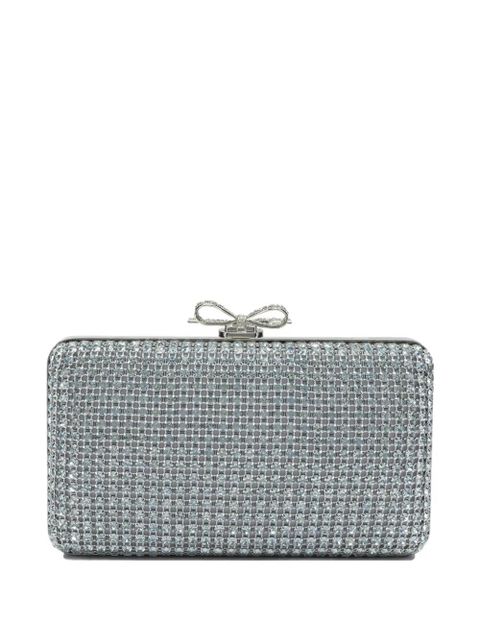 Self-Portrait crystal-embellished clutch bag - Silver - zdjęcie produktu nr 1