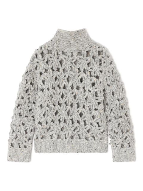 GANNI flower crochet alpaca sweater - Grey - zdjęcie produktu nr 1