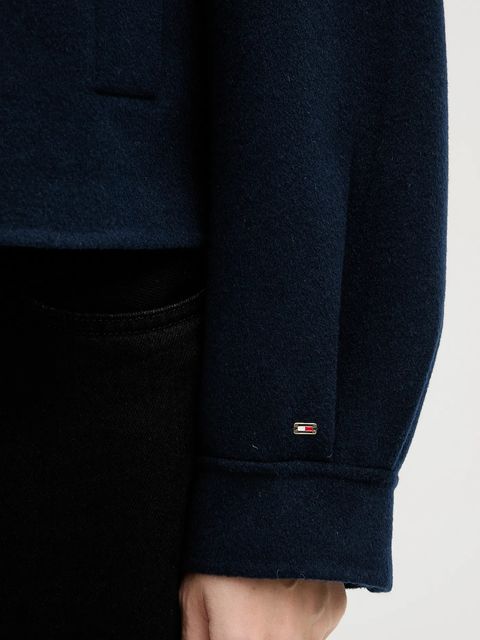 Tommy Hilfiger płaszcz z dodatkiem wełny kolor granatowy WW0WW47759